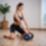 Demonstration of proper form using an abdominal roller