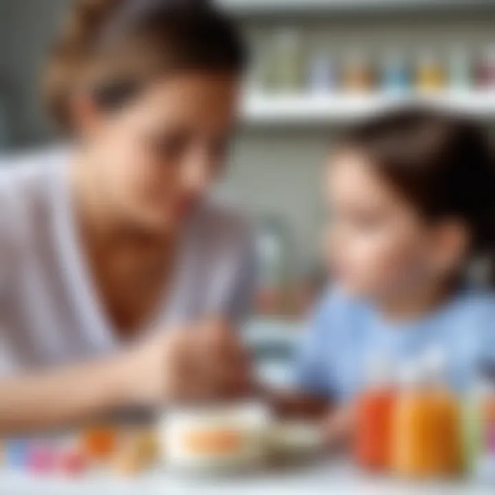 A parent teaching a child about cosmetic ingredients.