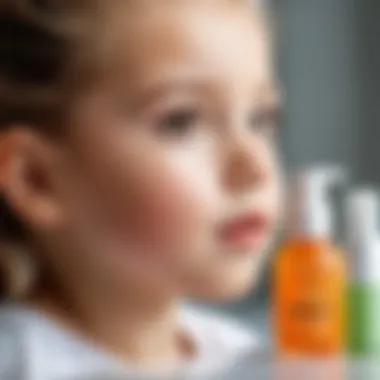 Close-up of safe and natural cosmetic products for children.