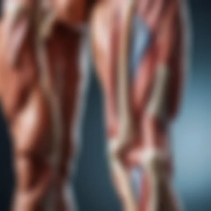 Detailed anatomical illustration of leg muscles