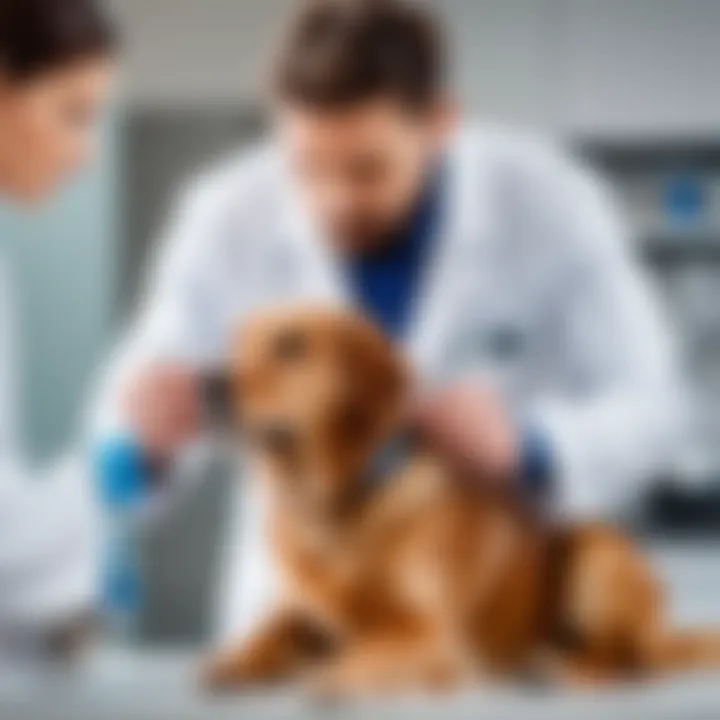 A veterinarian examining a dog's health after tick removal