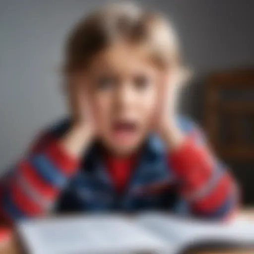 Child expressing frustration with schoolwork