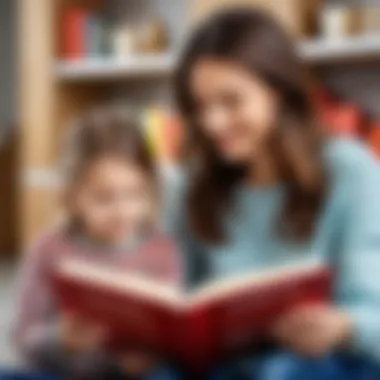 Parent and child exploring a book together