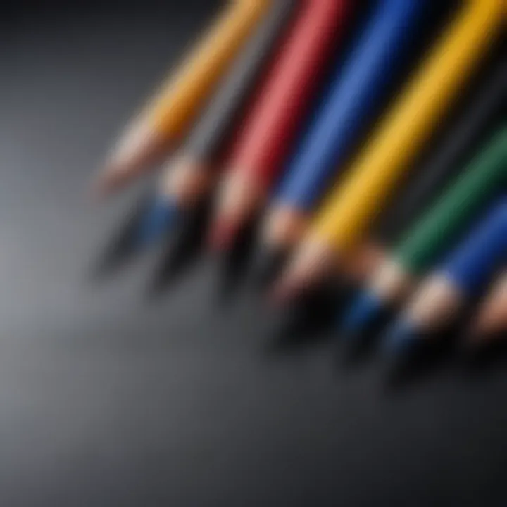 A close-up of different artistic tools such as pencils and paints