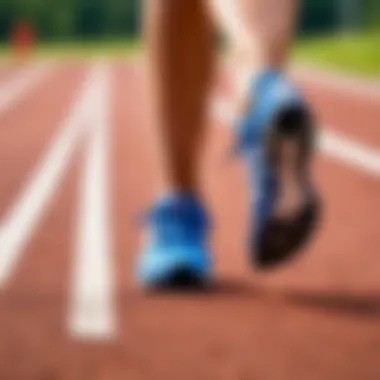 Close-up of running shoes on a track