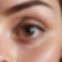 Close-up of puffy eyes revealing dark circles