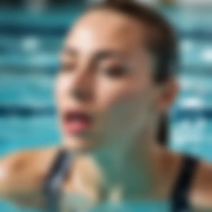 Beginner swimmer practicing breathing technique