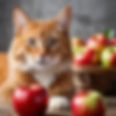 An infographic showing nutritional benefits of apples for cats