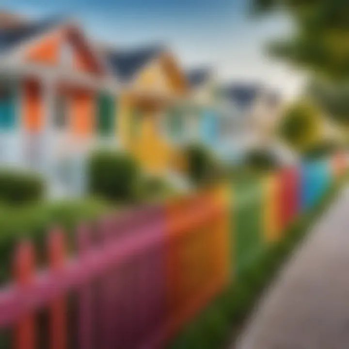 A colorful picket fence in a residential area