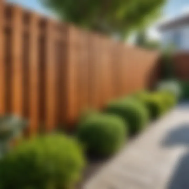 A wooden fence surrounding a garden