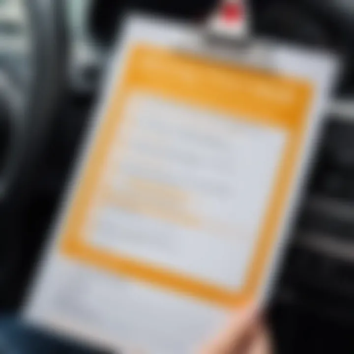 A checklist with driving test requirements highlighted