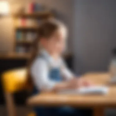 Child practicing good posture while studying