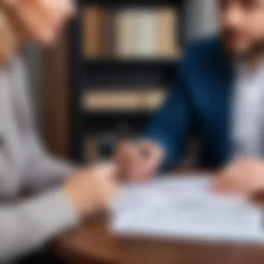 Close-up of a consultation between a client and a legal advisor