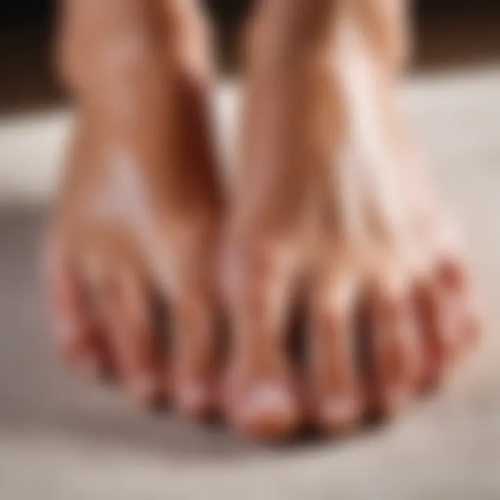 Close-up of foot nails designed for yoga