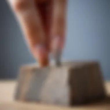 A close-up of nails embedded in a base, showcasing the challenge of nail standing.