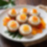 A beautifully plated coconut syrniki with a tropical garnish