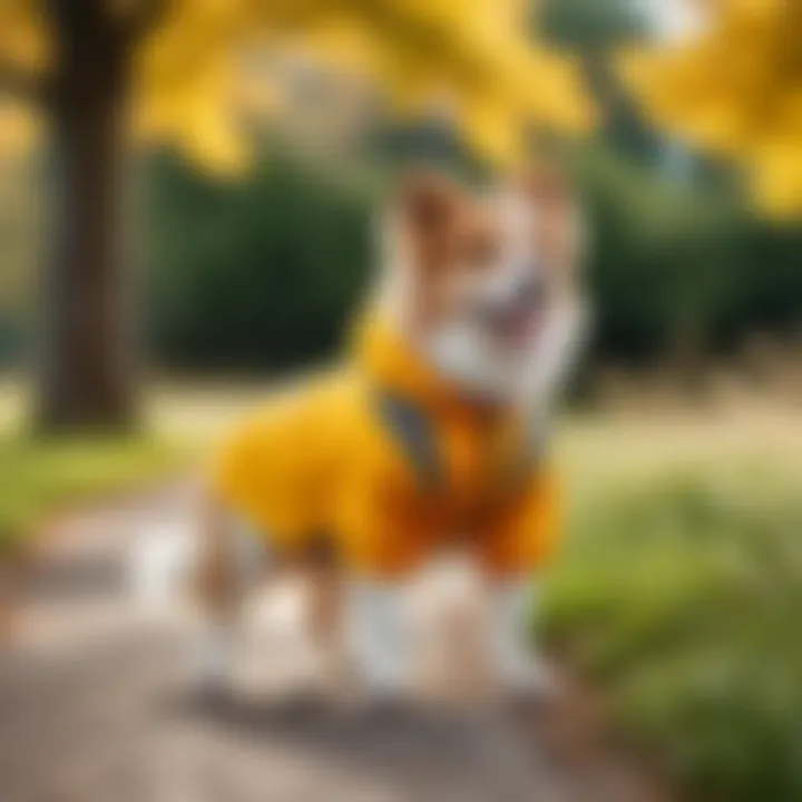 A dog enjoying a walk in comfortable attire