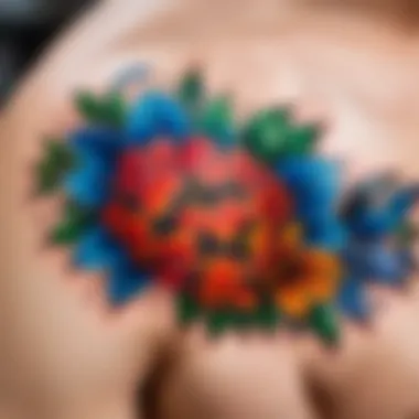 Close-up of a detailed tattoo on skin