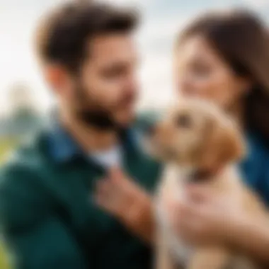 A dog owner observing their puppy's behavior