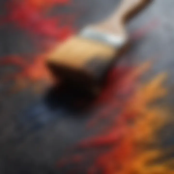 A close-up of brush strokes on a textured surface, revealing the intricacies of technique.