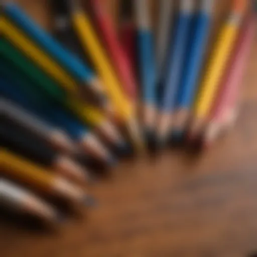 A selection of high-quality pencils arranged on a wooden surface