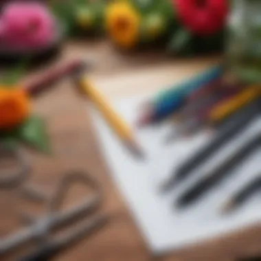 Tools and materials essential for pencil flower drawing