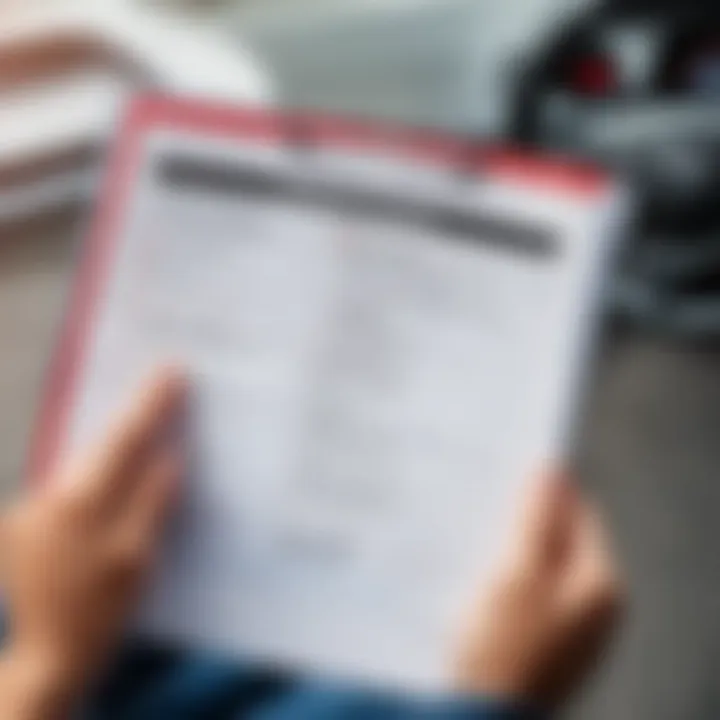 A checklist with driving exam requirements.