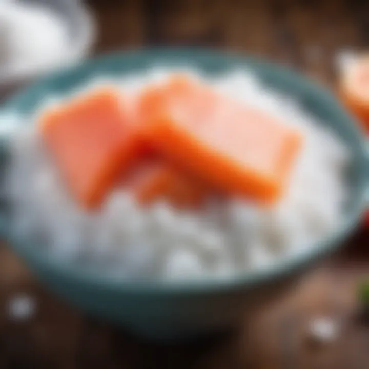 A bowl of coarse salt for preserving fish