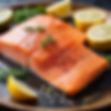 Seasoned salmon fillet resting in a dish