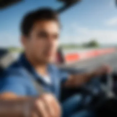 A learner practicing driving skills on an open road