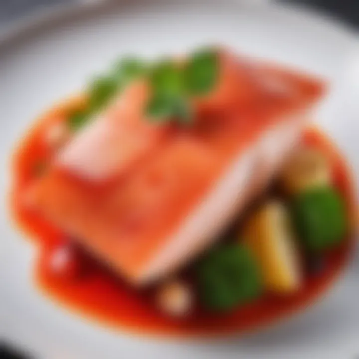 Delicious red fish dish served elegantly