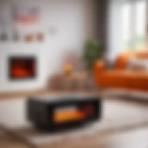 Infrared floor heater in a cozy living room