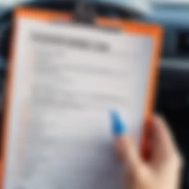 A checklist with requirements for passing the driving exam