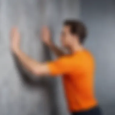 Demonstration of proper wall exercise technique