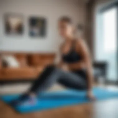 A woman performing glute bridges in a living room setting