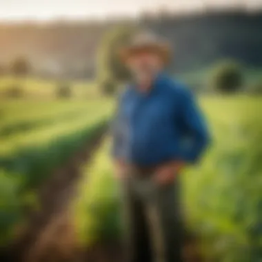 A biodynamic farmer engaging with the land, emphasizing stewardship and sustainable practices.