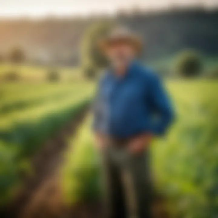 A biodynamic farmer engaging with the land, emphasizing stewardship and sustainable practices.