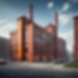 Conceptual depiction of a factory in an urban landscape