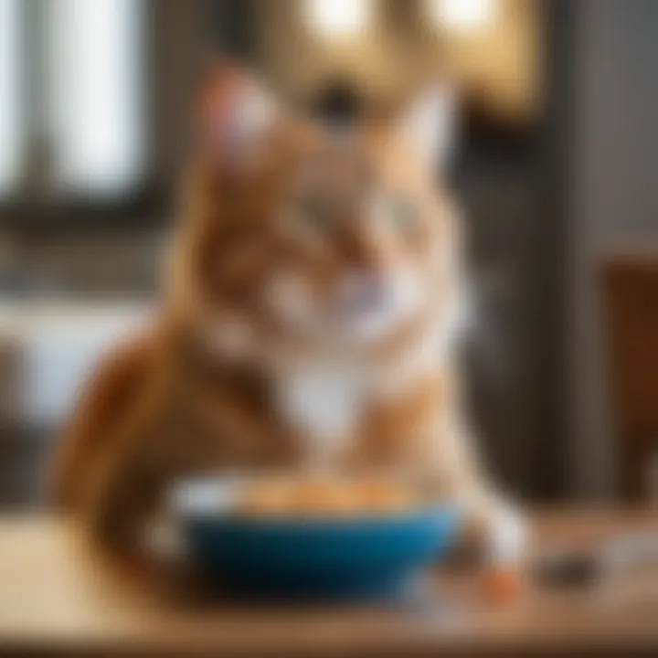 Cat enjoying a bowl of food