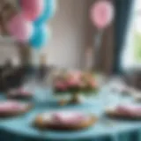 A beautifully set table for a gender reveal party