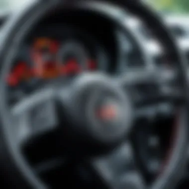 A close-up of a steering wheel with focused attention