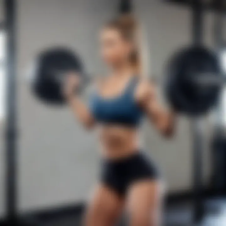 Elegant woman performing weightlifting for fitness