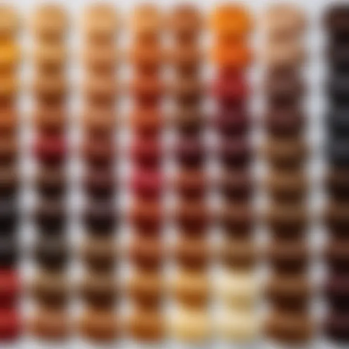 Palette of hair dye shades for ends