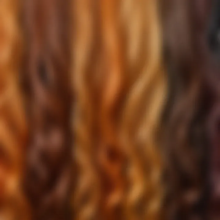 Close-up of hair strands displaying different textures after dye application