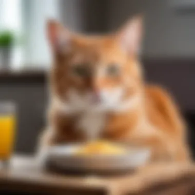 Healthy cat enjoying its meal