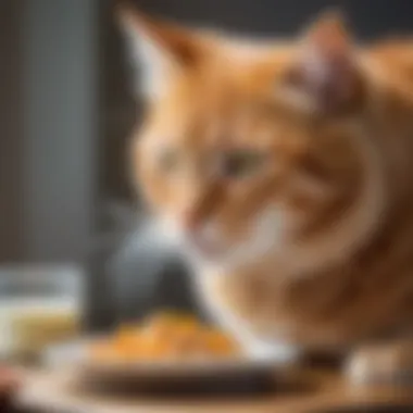 Healthy cat eating behavior