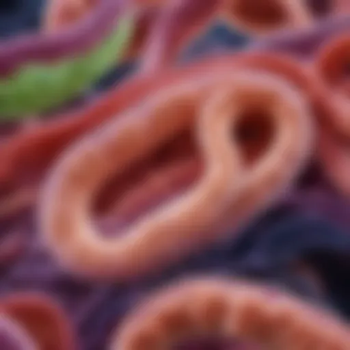 Detailed view of Helicobacter pylori bacteria