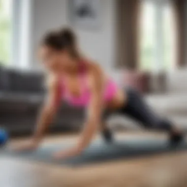 Beginner engaging in home workout routine