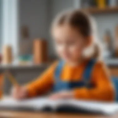 Child engaging in educational activities at home