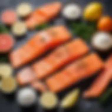 A vibrant array of ingredients for salting salmon